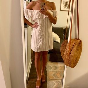 White/beige stripe dress